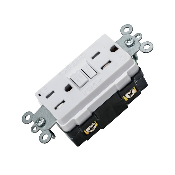 Coby 15 Amp GFCI Outlet, 5-15R Narrow Design GFI Dual Receptacle, TR Tamper Resistant, 2PK CBGE04W - main